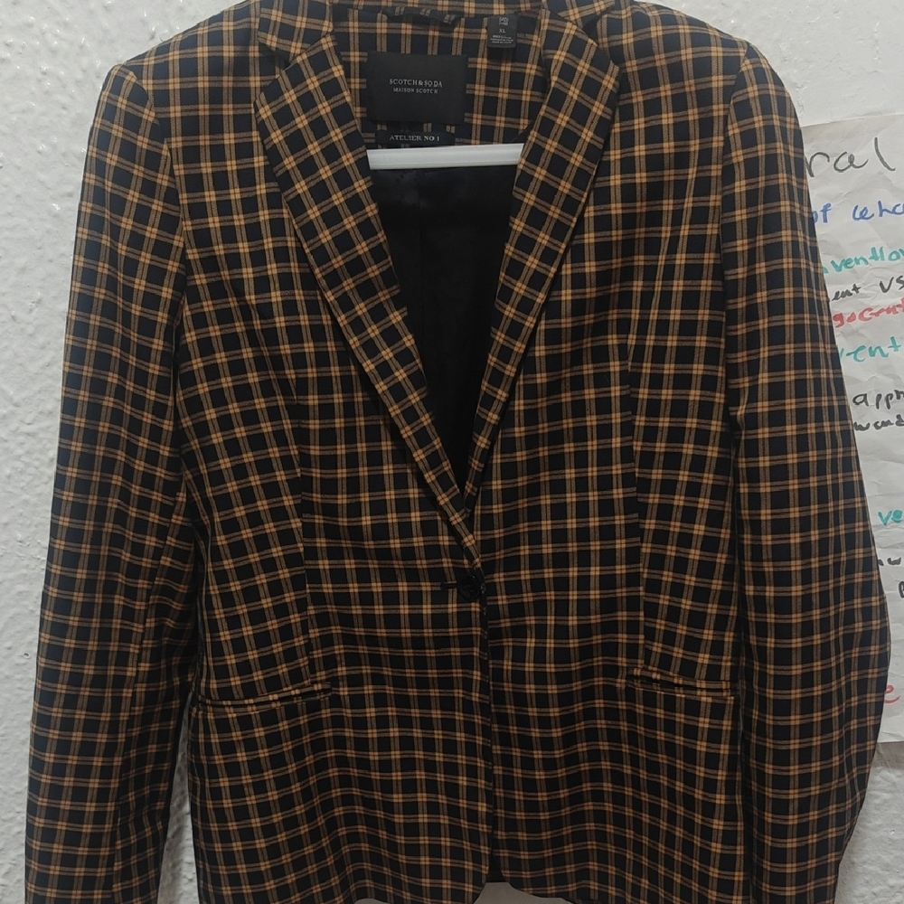 Scotch & Soda Black and Yellow Checkered Blazer